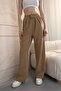 Palazzo Trousers with Velcro Waist and Clamp Stitching Pockets