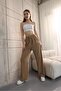 Palazzo Trousers with Velcro Waist and Clamp Stitching Pockets - 2