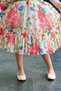 Girl's Sleeves Transparent and Ruffled Collar Floral Print Pleated White Dress - 4