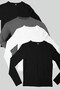 Plain 2 Black, Anthracite, White Long Sleeve Relax Fit Women's Combed Cotton T-Shirt Super Eco Pack of 4