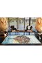 Floral Tree Patterned Woven Base Carpet in Blue Shades 4133 - 4