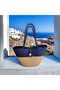 Large Size Women's Straw Beach Baby Care Bag with Round Rope Strap, Handmade Bag, Handle Bag - 2