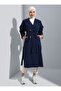 Vest with Detachable Sleeves Trench Coat - Navy Blue - Benin