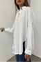 Women's White Aerobin Fabric Embroidered Design Oversize Cut Shirt 12200 - 2