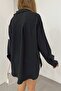 Women's Black Aerobin Fabric Embroidered Design Oversize Cut Shirt 12200 - 3
