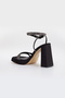 women's pointed platform high thick heels with stones wrapped evening shoes - 5