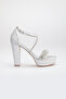 women's high platform silver evening shoes with stones - 4