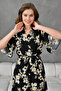 Women's Stretchy Viscose Fabric Daisy Patterned Double Breasted Collar Midi Length Belted Dress 098 - 5