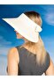 Women's Wide Brim UV Protection Bow Straw Visor Hat - 3