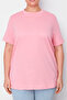 Pembe Yakası Ribanalı Boyfriend %100 Pamuk Örme T-shirt TBBSS23BF00019 - 4