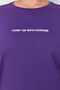 Mor Relaxed Fit Slogan Baskılı Bisiklet Yaka %100 Pamuk Örme Büyük Beden T-Shirt TBBSS23BF00022 - 5