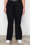 Siyah Yüksek Bel Esnek Kumaş İspanyol Paça Flare Fit Büyük Beden Jeans TBBAW23JE00001 - 4