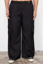 Black Wide Leg Cargo Pocket Parachute Woven Trousers Tbbaw24Ar00010 - 4