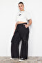 Black Wide Leg Cargo Pocket Parachute Woven Trousers Tbbaw24Ar00010 - 2