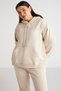 Terezabb Women's Fleece Inside Soft Comfort Fit Hooded Kangaroo Pocket Beige Large Size Sweatshirt - 5