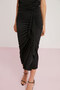 Melında Women's Knitted Black Pencil Skirt with Drape Detail that Fits the Body Completely