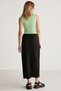 Vanessa Women's Pleated Fabric Slit Detailed Long Pencil Relaxed Fit Black Skirt - 6
