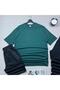 Oversize Nefti Relaxed Cut T-shirt Black Shorts and Sweatpants 3-Piece Set Unisex - 3