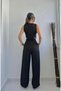 Women's Palazzo Trousers Buttoned Short Crop Vest Double pinterest Set - 4