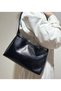 Medium Size Black Patent Leather Women's Shoulder Bag - Serrated v2