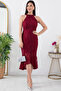 C Neck Glittery Lace Short Evening Dress 13299