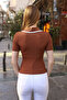 Polo Collar Half Short Sleeve Ribbed Buttoned Striped Casual Summer Knitwear Blouse - 2
