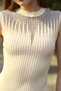 Round Neck Sleeveless Ribbed Glittery Comfortable Summer Women's Knitwear Athlete Blouse - 6