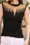 Round Neck Sleeveless Ribbed Glittery Comfortable Summer Women's Knitwear Athlete Blouse - 5
