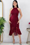 C Neck Glittery Lace Short Evening Dress 13299 - 4