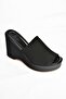 S250460104 Black Knitwear Fabric Wedge Sole Women's Slippers - 6