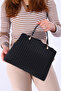 Women's Handbag Women's Shoulder Bag STRIPED BLACK - 4