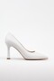 Women's White Color Square Heeled Stiletto