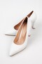 Women's White Color Square Heeled Stiletto - 3