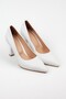 Women's White Color Square Heeled Stiletto - 2