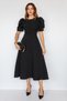 Flexible Scuba Crepe Fabric Midi Length Flared Cut Evening Dress Homecoming Dress - 3