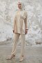 Tassel Detail Jewelled Crepe Set - Beige - 4