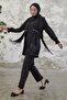 Tassel Detail Jewelled Crepe Set - Black - 5