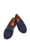 Men's Genuine Leather Navy Blue Suede Loafers - 4
