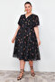 Multicolored Floral Patterned Chiffon Wrap Dress TBBSS24AH00154