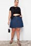 Mavi Yüksek Bel %100 Non-Stretch Pamuk A Shape Denim Etek TBBAW23AZ00042
