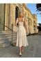 Women's Floral Print Slit Wide Strap Midi Dress - 3