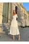 Women's Floral Print Slit Wide Strap Midi Dress - 6