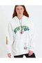 White Printed Hooded Sweatshirt