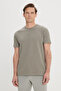 Men's Khaki Slim Fit Slim Fit Cotton Crew Neck T-Shirt