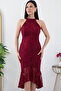 C Neck Glittery Lace Short Evening Dress 13299 - 2