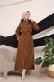 Long Hijab Coat with Fur Inside Fleece Hat and Reverse Pocket Cover - 4
