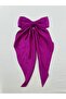 Fuchsia Satin Bow - Long Tail and Vending Machine Hair Clip - 2