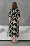 Stretchy Fabric Daisy Patterned Belt Detailed Side Slit Midi Length Summer Viscose Dress 098 - 3