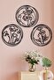 Wooden Decorative Three Piece Ferret Painting Floral Wall Ornament Home Gift - 4