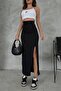 Ottoman Fabric Slit Long Skirt